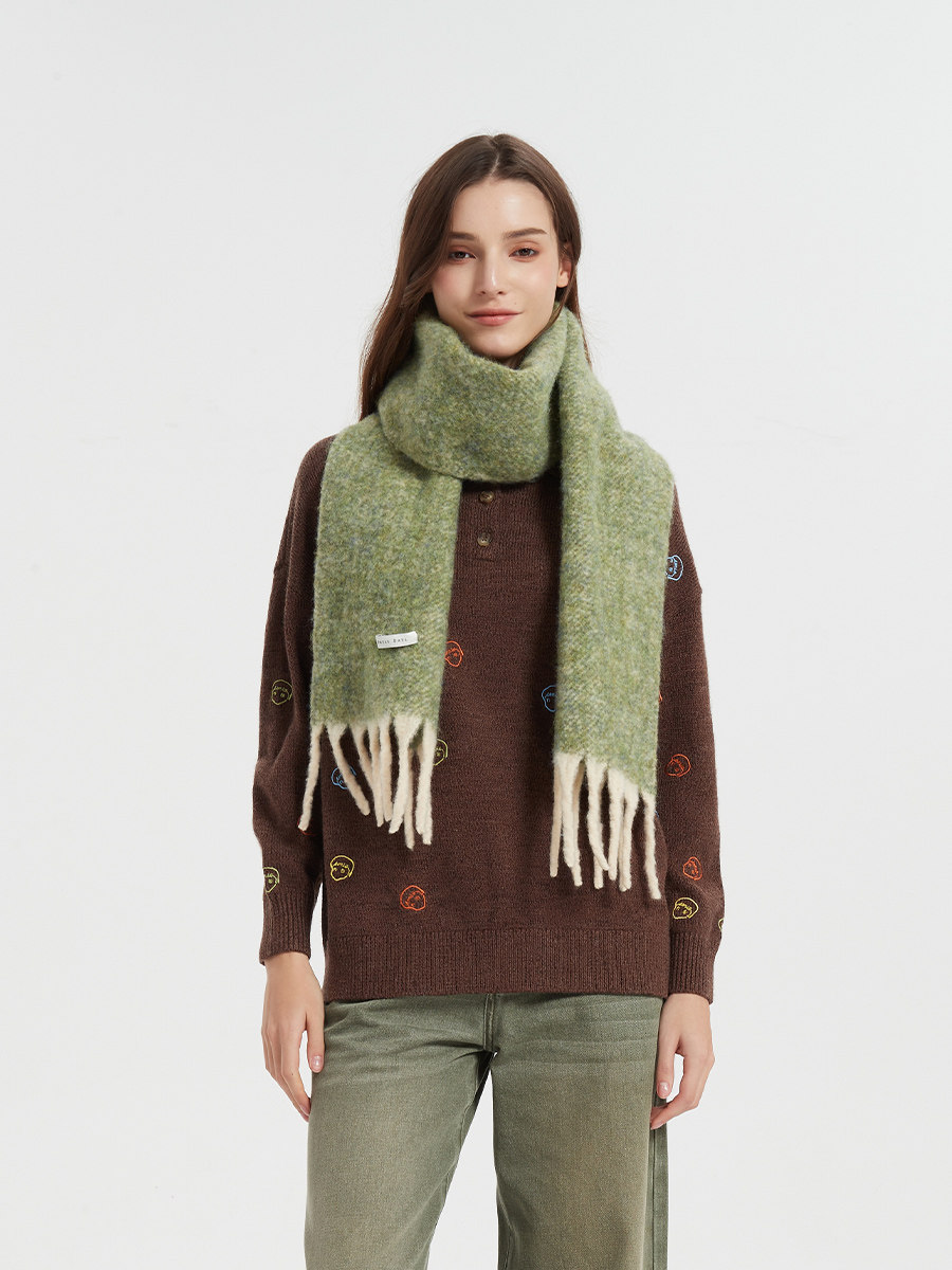 LK-102 Scarf — fringed, textured, plush, soft touch view 2