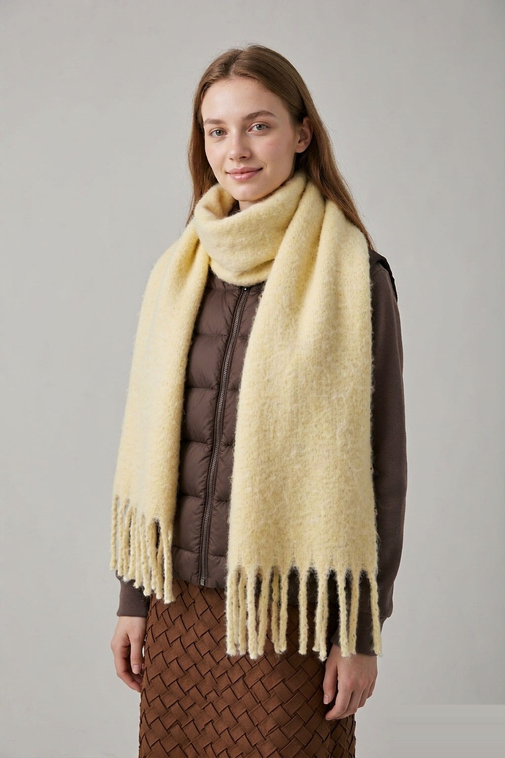 LK-102 Scarf — fringed, textured, plush, soft touch