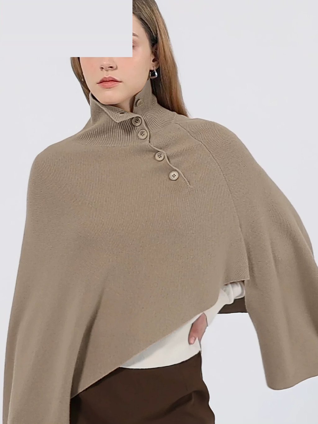 LK-104 Pure Wool Knit Sweater — irregular, seamless, high collar, loose fit detail