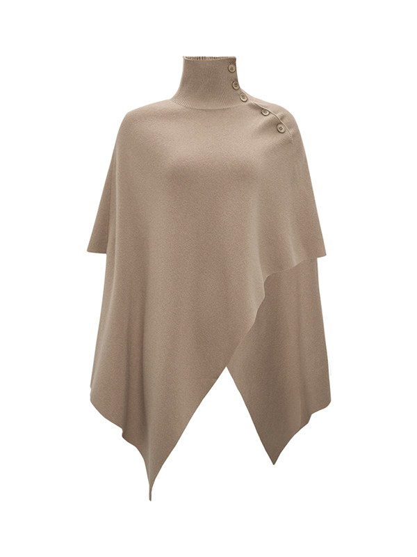 LK-104 Pure Wool Knit Sweater — irregular, seamless, high collar, loose fit view 2