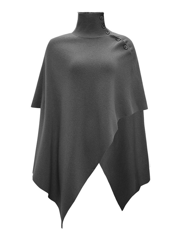 LK-104 Pure Wool Knit Sweater — irregular, seamless, high collar, loose fit view 3