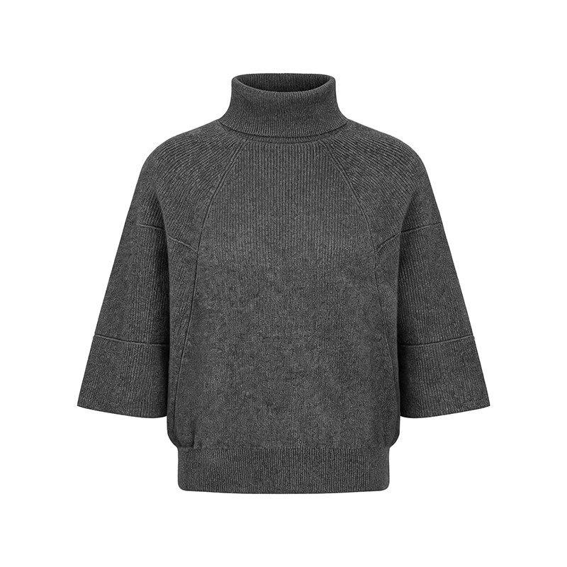 LK-105 Pure Wool Knit Sweater — high collar, loose fit, plush, soft touch view 3