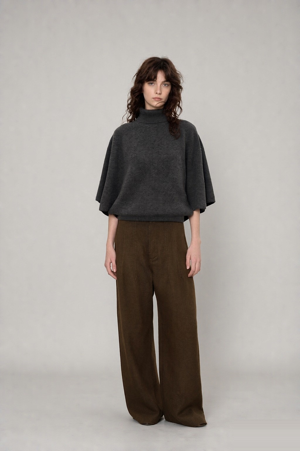 LK-105 Pure Wool Knit Sweater — high collar, loose fit, plush, soft touch