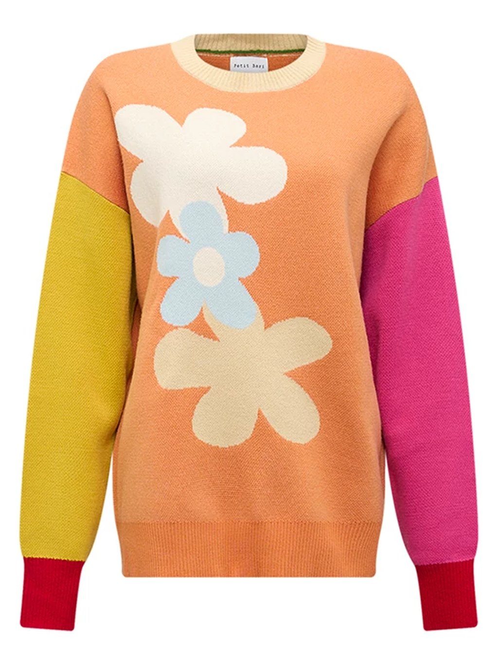 LK-106 Knit Sweater — panelled, color-block, dropped shoulder, warm view 6