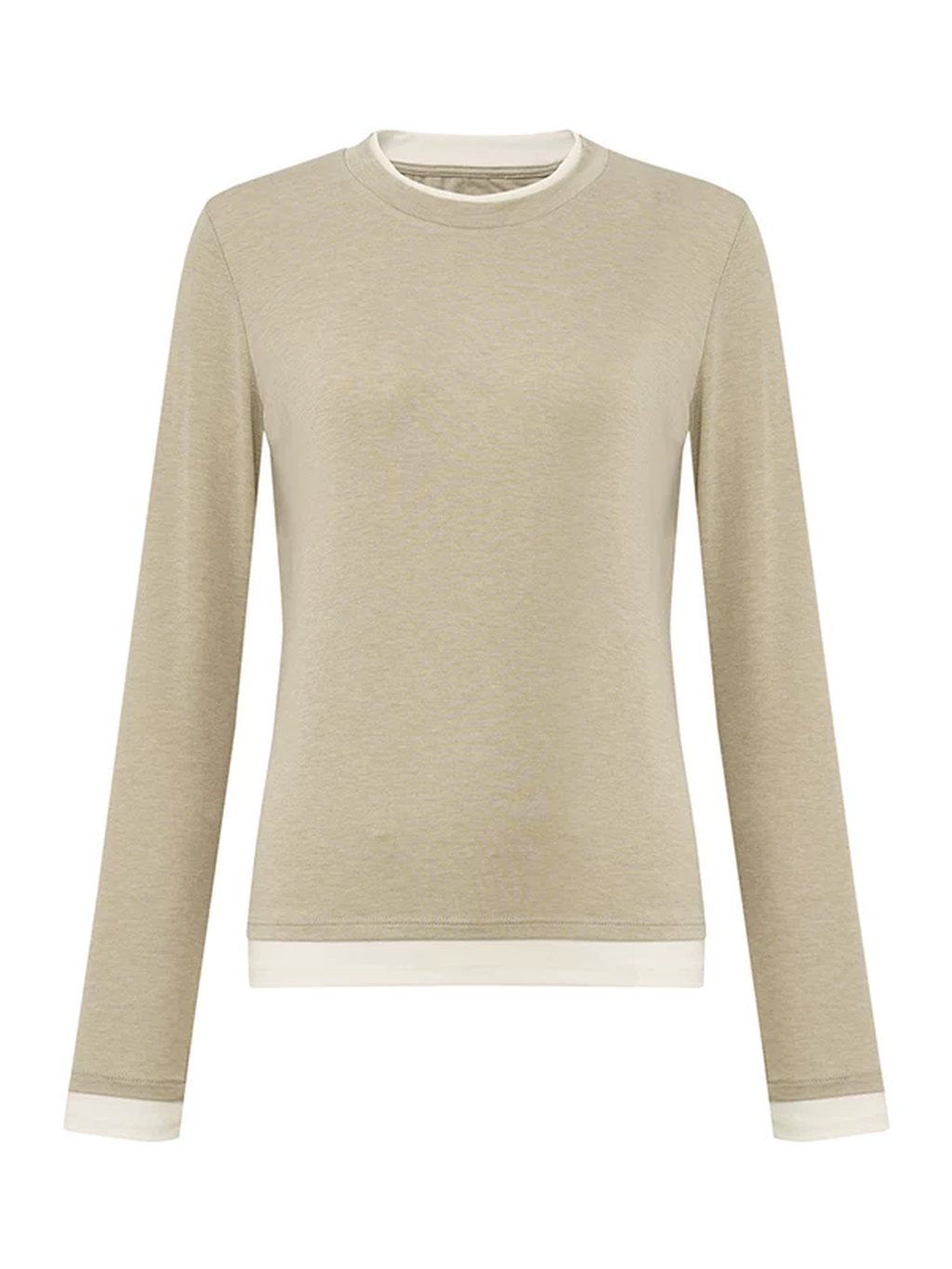 LK-107 Tencel Knit Sweater — two-piece look, panelled, color-block, crew neck view 6