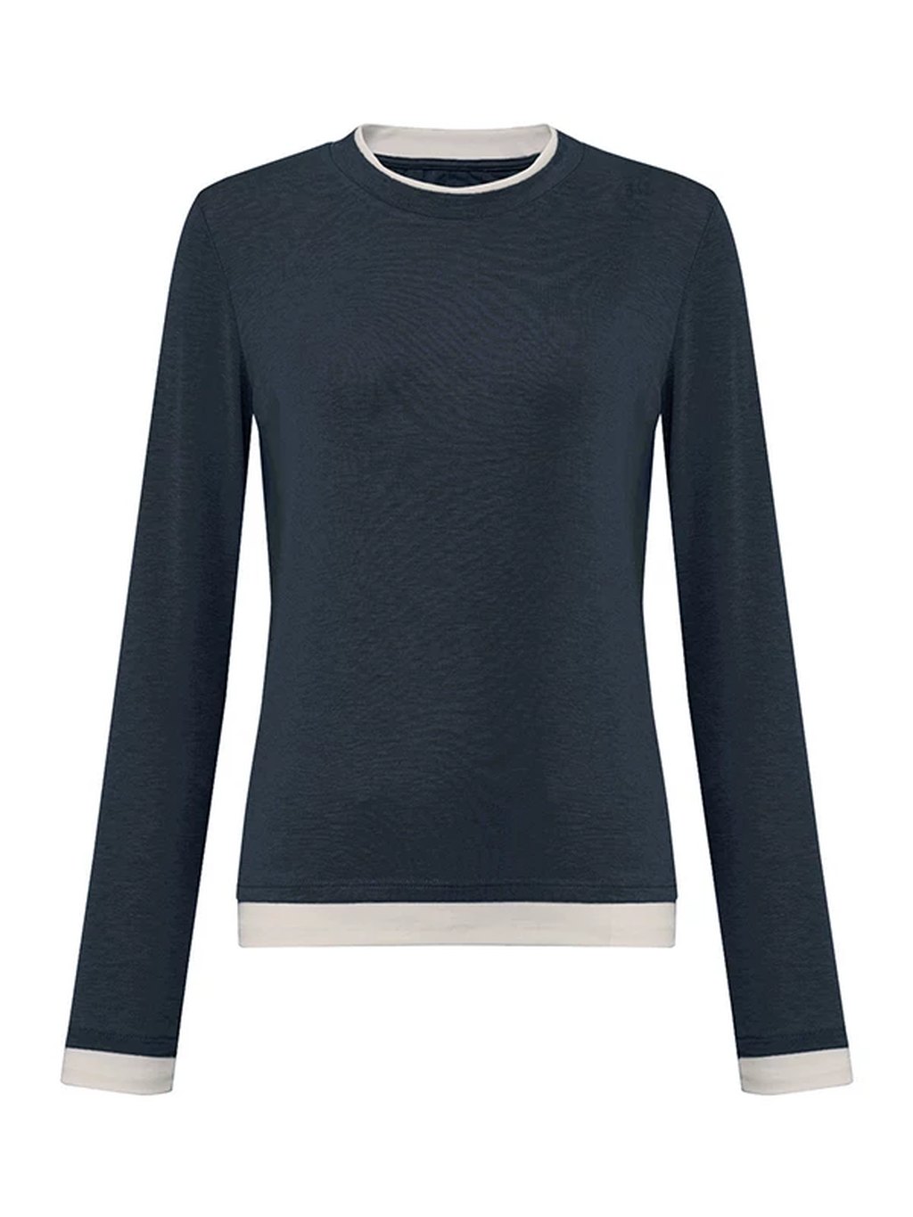 LK-107 Tencel Knit Sweater — two-piece look, panelled, color-block, crew neck view 7