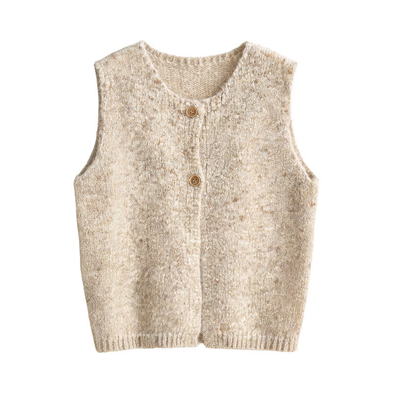 LK-109 Vest — textured, crew neck, dropped shoulder, side slit view 3