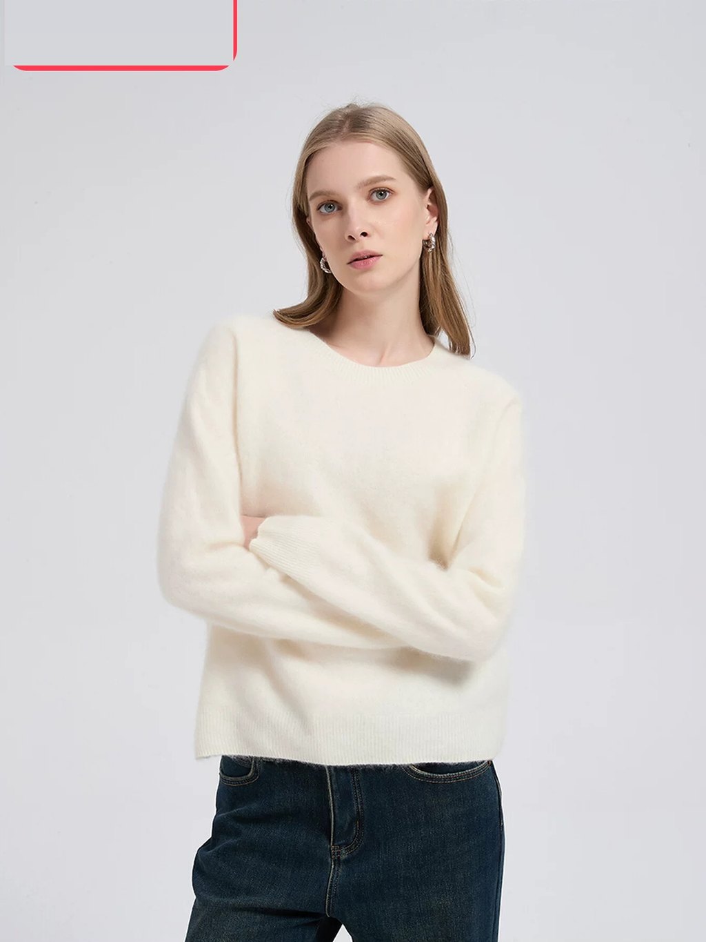 LK-110 Wool Knit Sweater — crew neck, loose fit, solid, warm detail