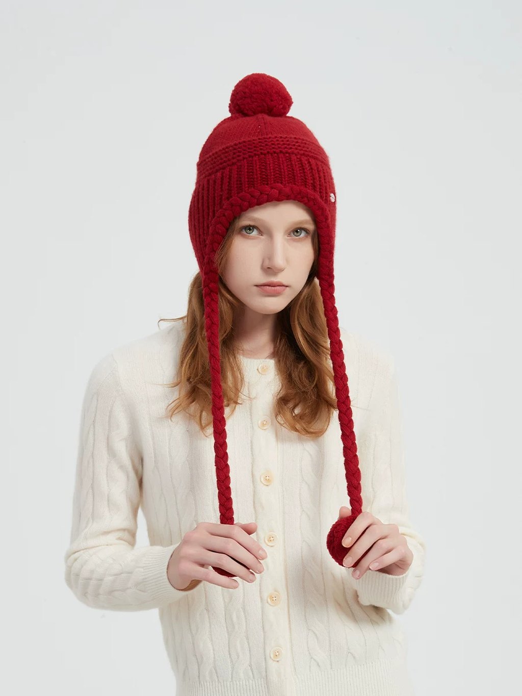 LK-112 Wool Knit Hat — vintage, everyday, face-slimming, flattering view 4