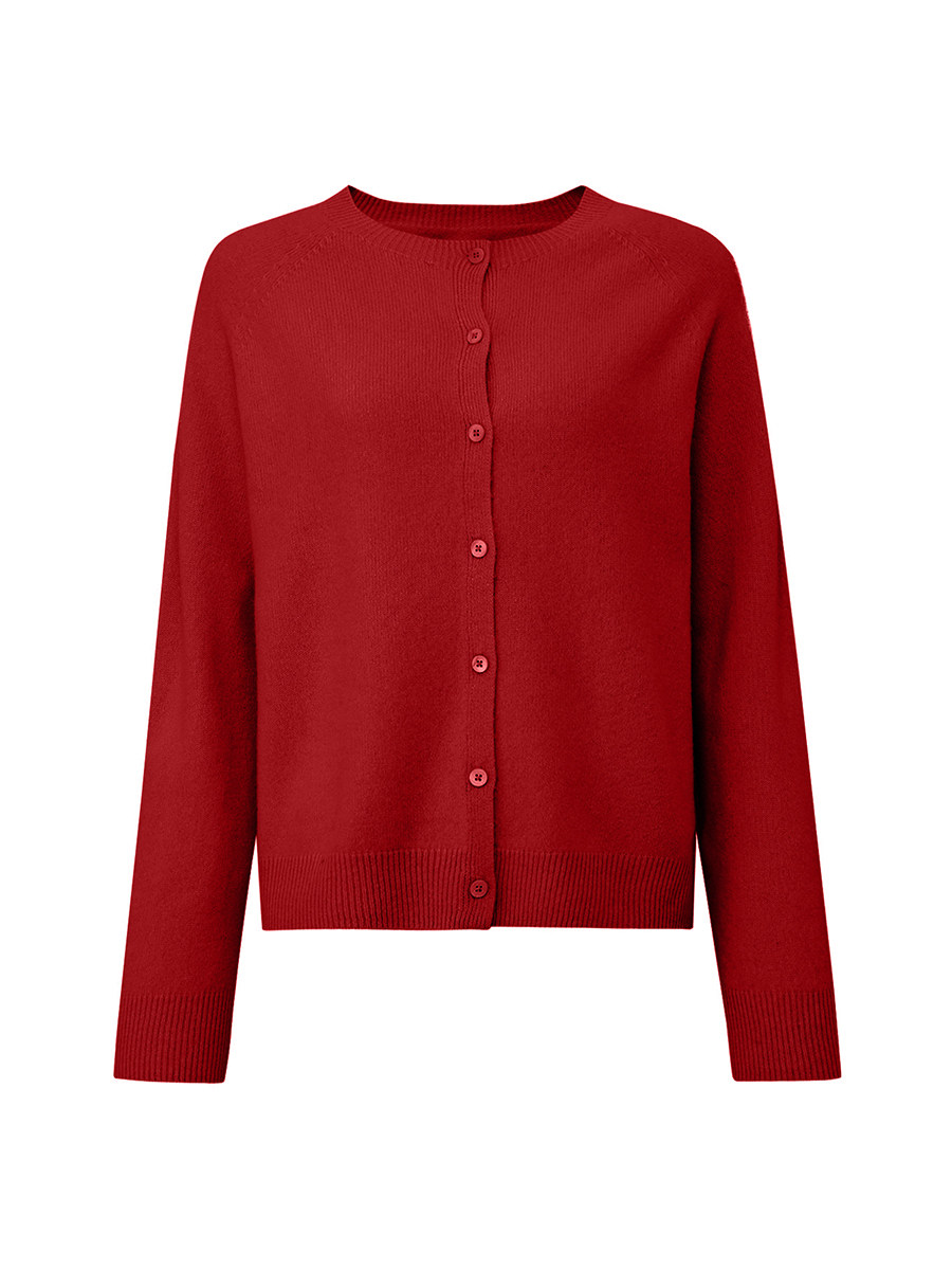 LK-113 Wool Cardigan — panelled, crew neck, loose fit, plush view 4