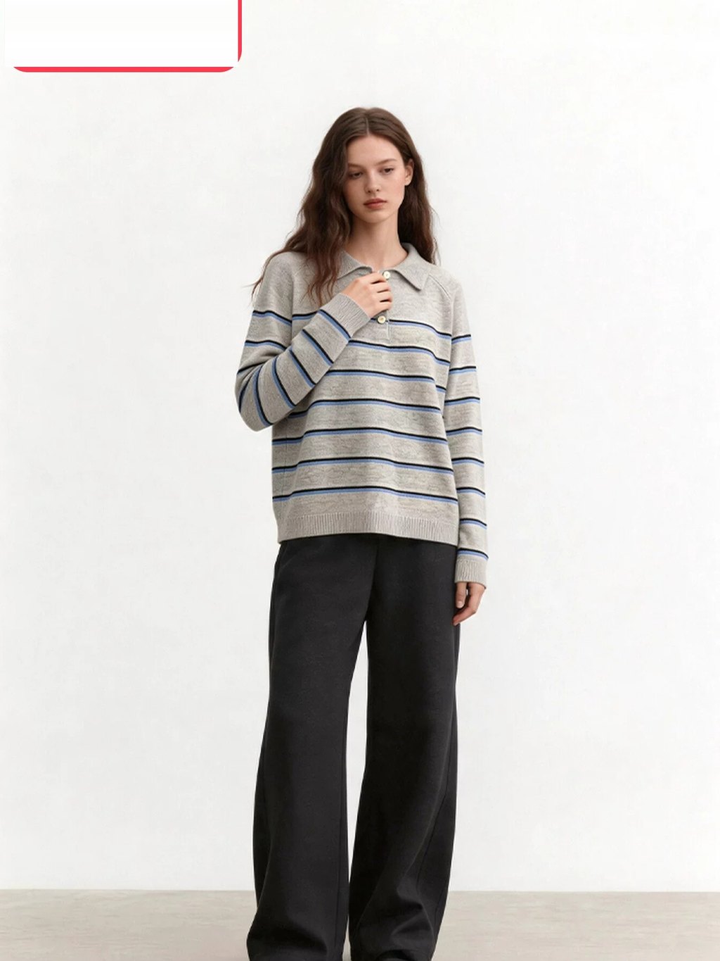 LK-115 Pure Wool Top — multi-stripe, soft touch, office-ready detail