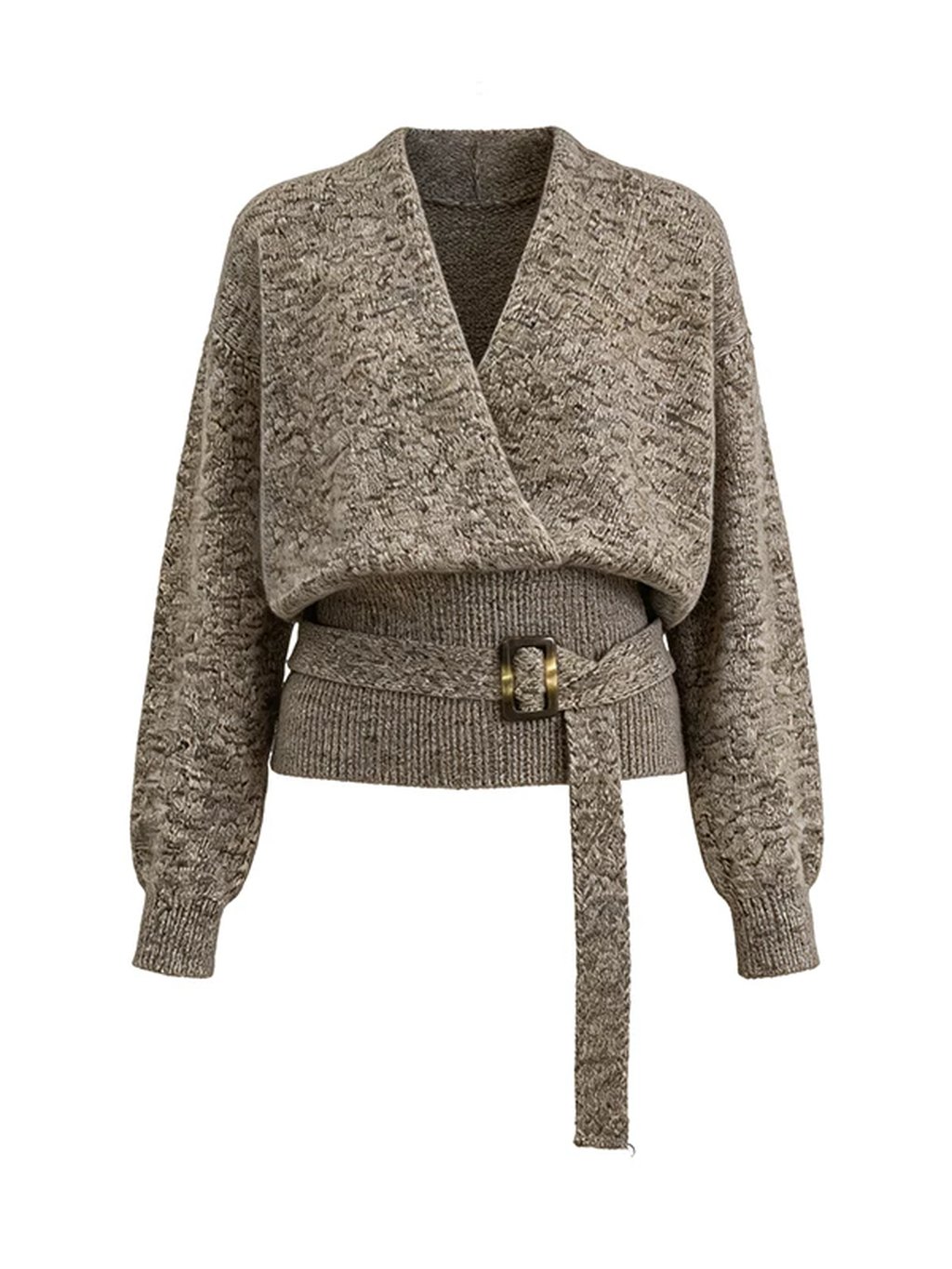 LK-116 Top — V-neck, wrap front, belted, soft touch view 7