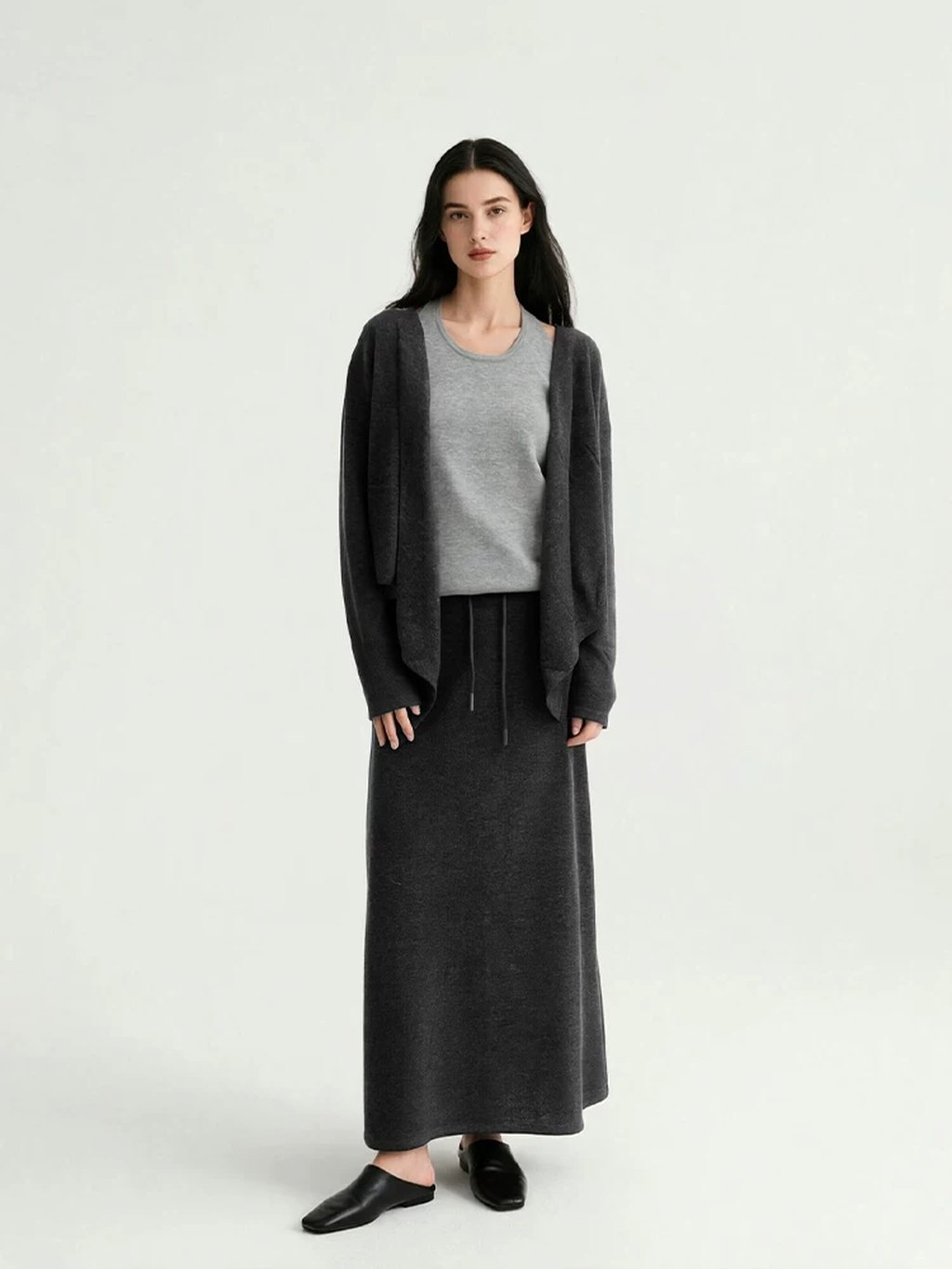 LK-118 Cardigan — two-piece look, color-block, irregular, crew neck view 4
