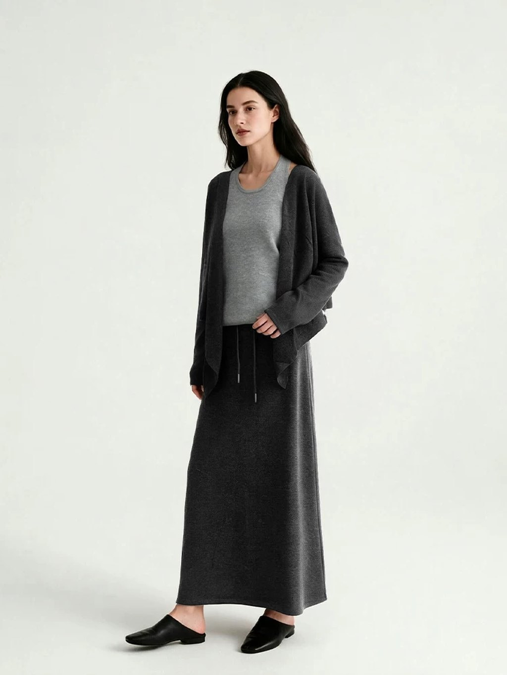 LK-118 Cardigan — two-piece look, color-block, irregular, crew neck view 5