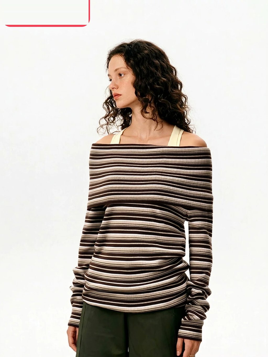 LK-125 Wool Knit Sweater — color-block, striped, pleated, ribbed texture detail