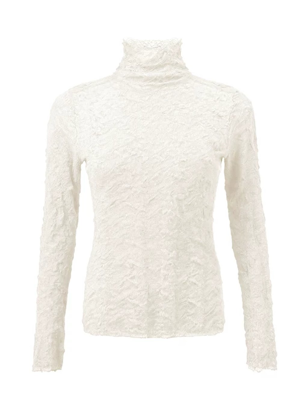 LK-130 Wool Knit Sweater — openwork, pleated, high collar, stacked collar view 8
